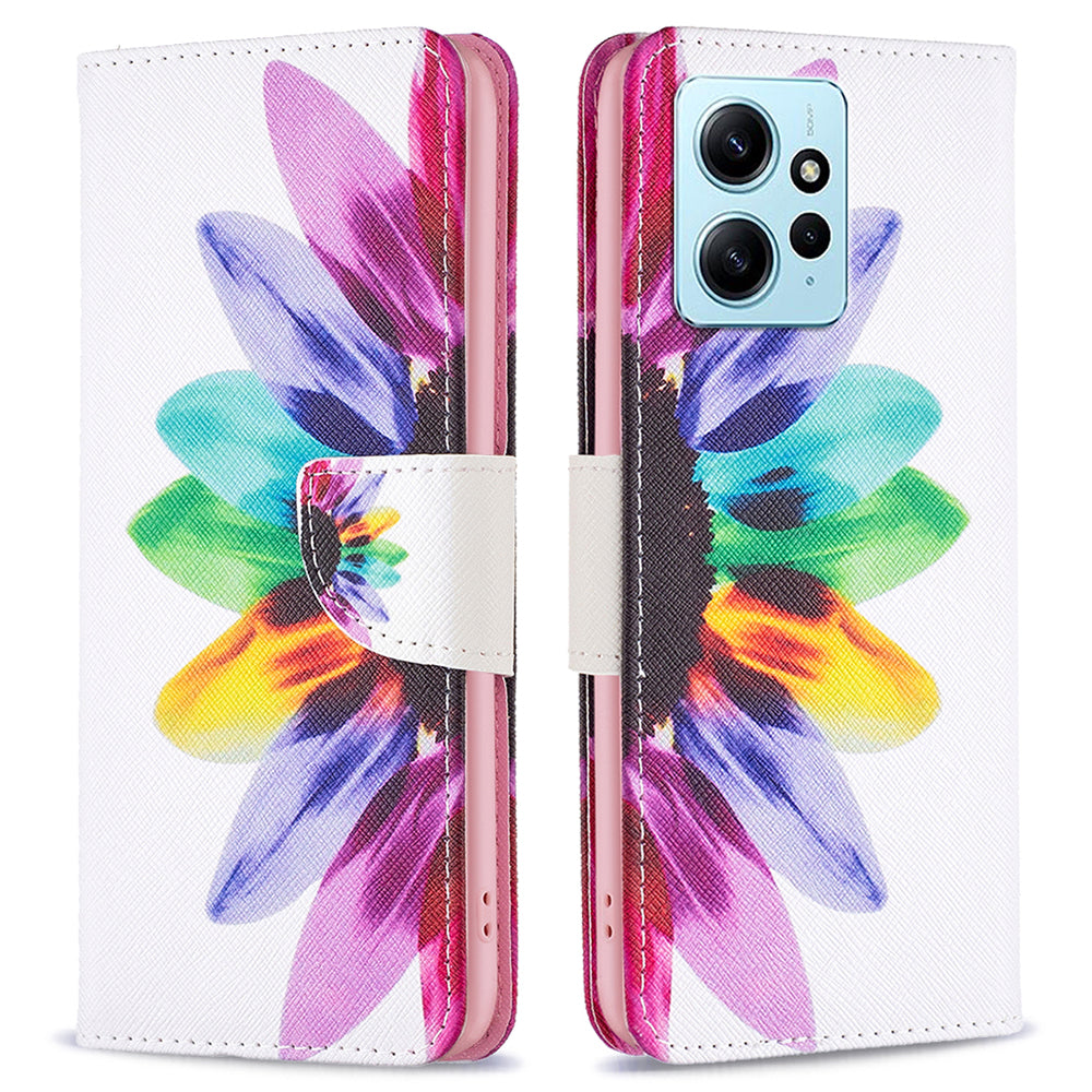 For Xiaomi Redmi Note 12 4G Anti-drop Pattern Printing Phone Case PU Leather Wallet Stand Cover