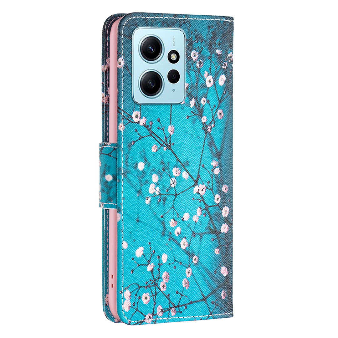 For Xiaomi Redmi Note 12 4G Anti-drop Pattern Printing Phone Case PU Leather Wallet Stand Cover