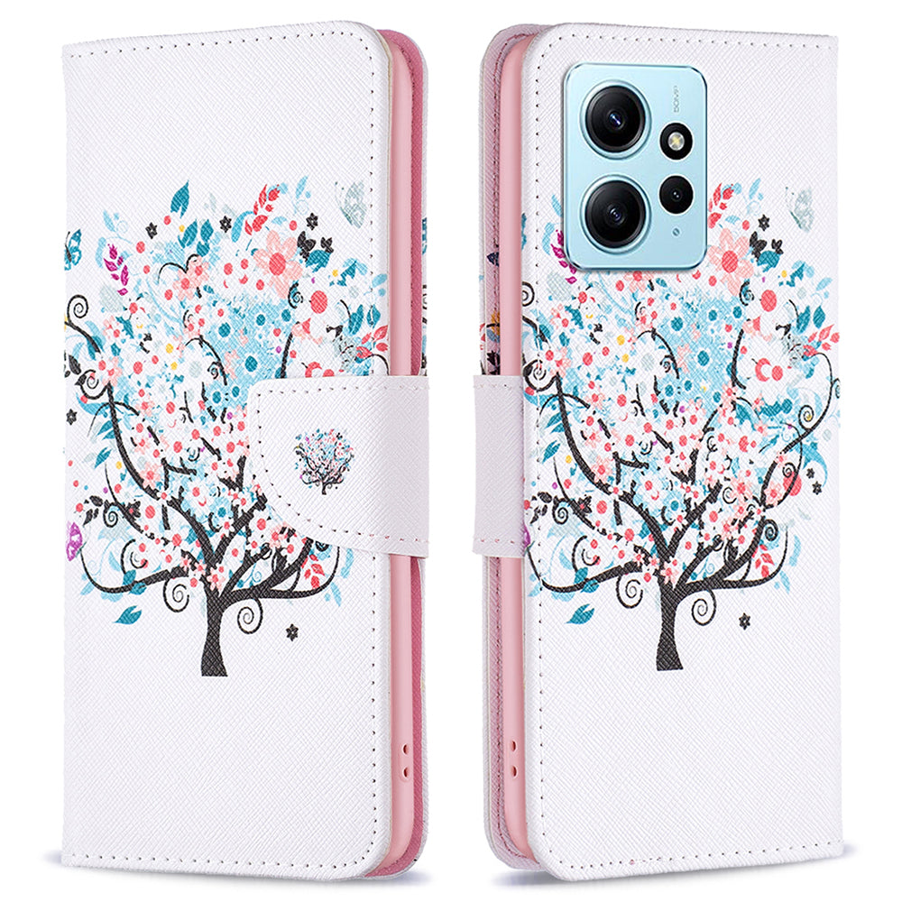 For Xiaomi Redmi Note 12 4G Anti-drop Pattern Printing Phone Case PU Leather Wallet Stand Cover