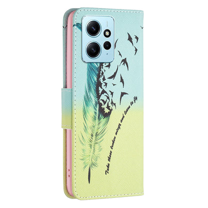 For Xiaomi Redmi Note 12 4G Anti-drop Pattern Printing Phone Case PU Leather Wallet Stand Cover