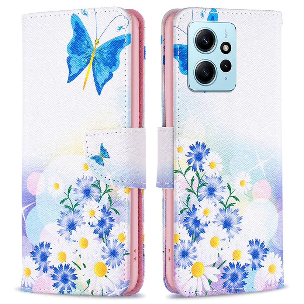 For Xiaomi Redmi Note 12 4G Anti-drop Pattern Printing Phone Case PU Leather Wallet Stand Cover