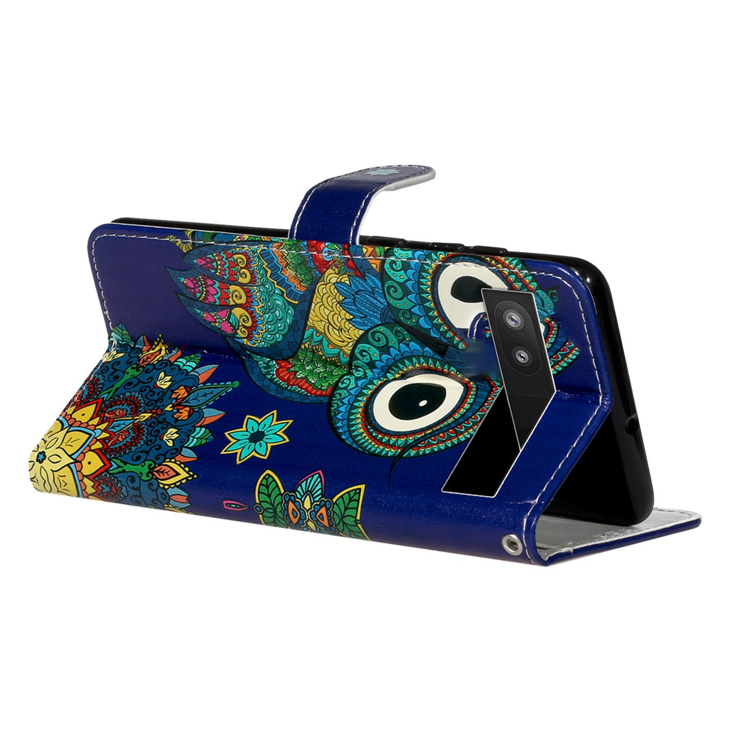 For Google Pixel 6a Pattern Printing PU Leather Phone Case Stand Flip Wallet Cover with Strap