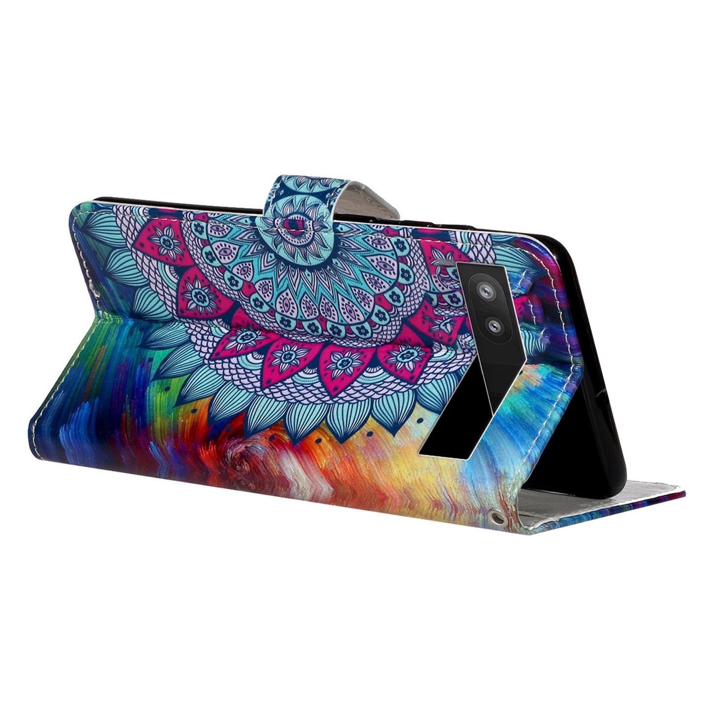For Google Pixel 6a Pattern Printing PU Leather Phone Case Stand Flip Wallet Cover with Strap