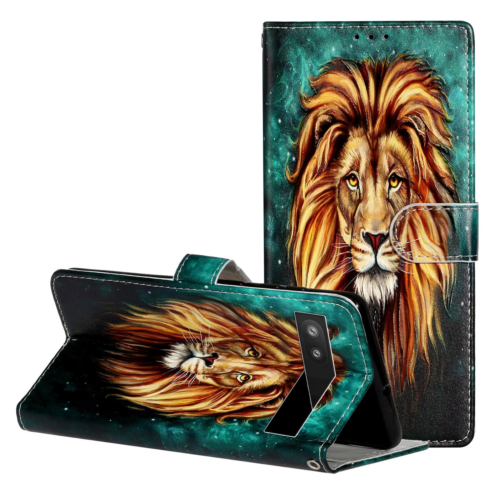 For Google Pixel 6a Pattern Printing PU Leather Phone Case Stand Flip Wallet Cover with Strap