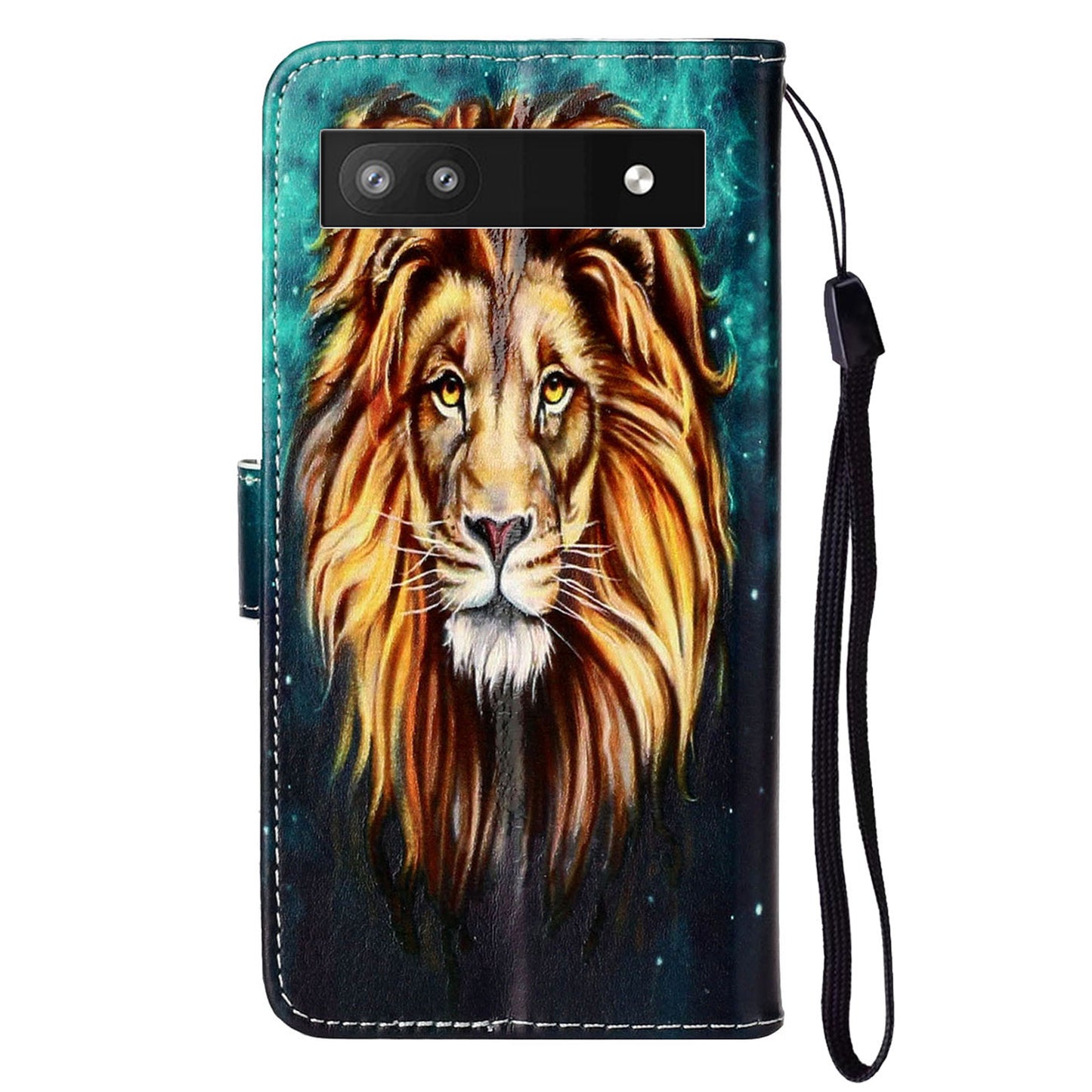 For Google Pixel 6a Pattern Printing PU Leather Phone Case Stand Flip Wallet Cover with Strap