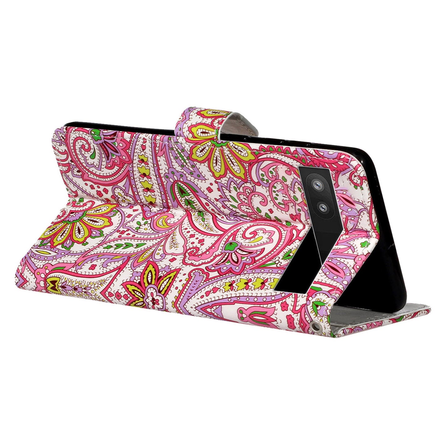 For Google Pixel 6a Pattern Printing PU Leather Phone Case Stand Flip Wallet Cover with Strap
