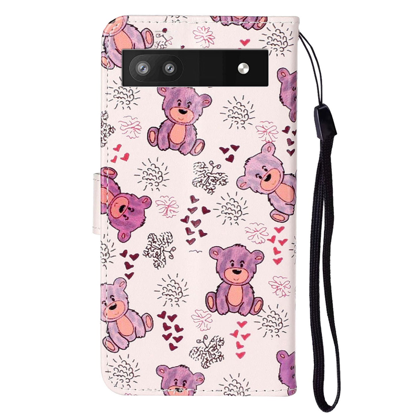 For Google Pixel 6a Pattern Printing PU Leather Phone Case Stand Flip Wallet Cover with Strap
