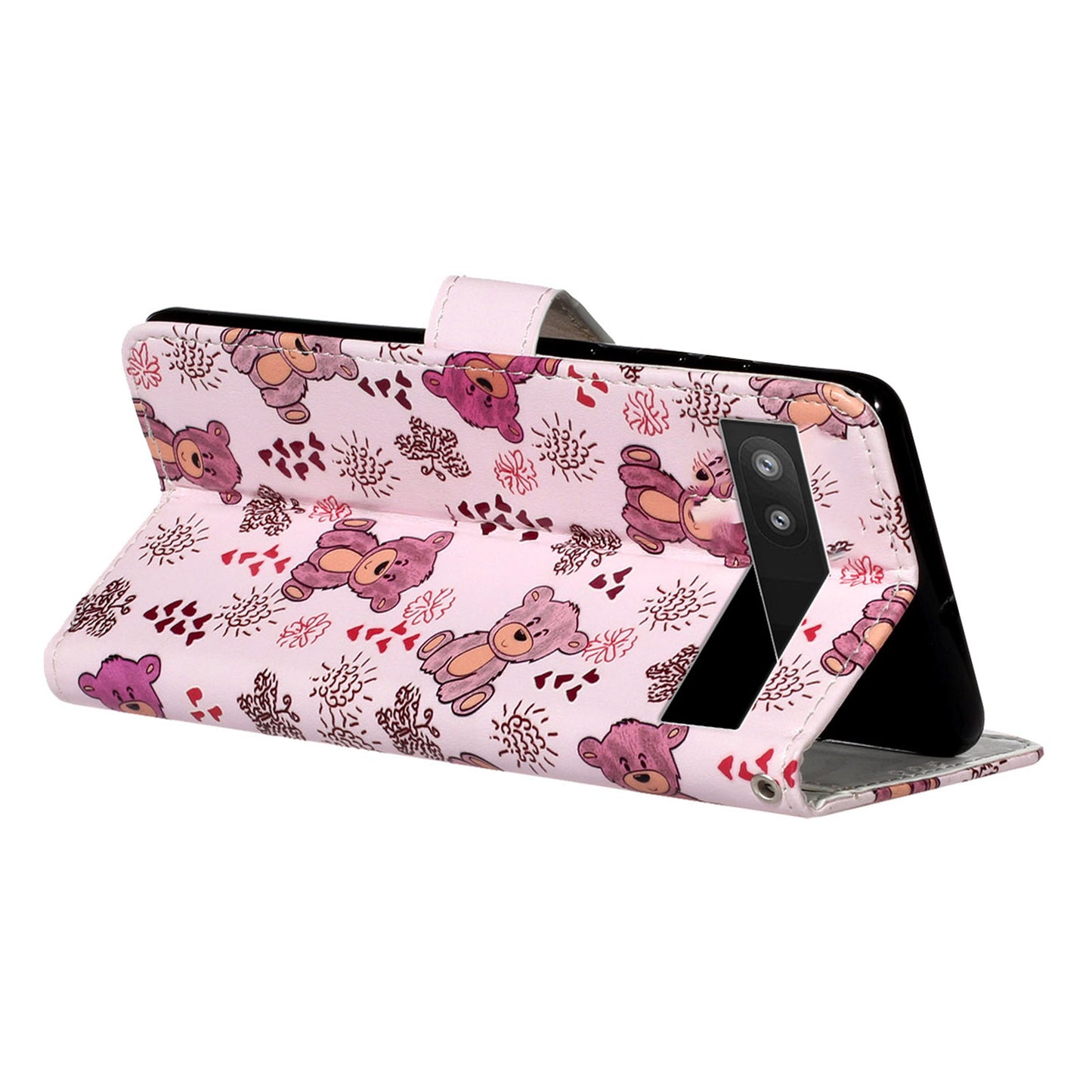 For Google Pixel 6a Pattern Printing PU Leather Phone Case Stand Flip Wallet Cover with Strap
