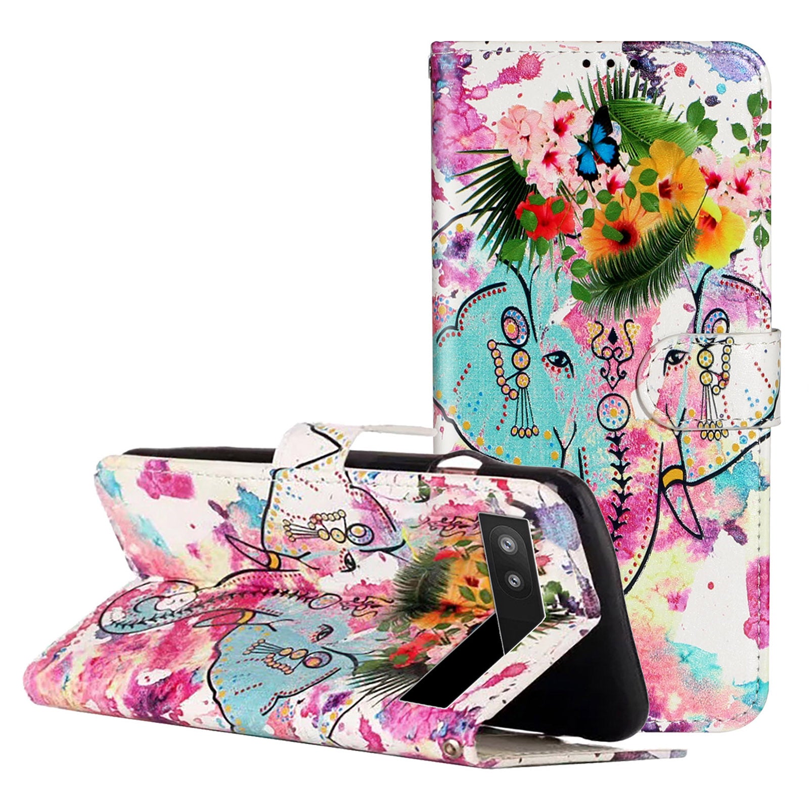 For Google Pixel 6a Pattern Printing PU Leather Phone Case Stand Flip Wallet Cover with Strap