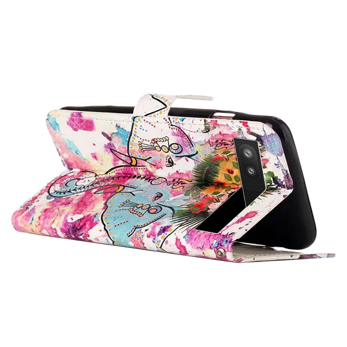 For Google Pixel 6a Pattern Printing PU Leather Phone Case Stand Flip Wallet Cover with Strap
