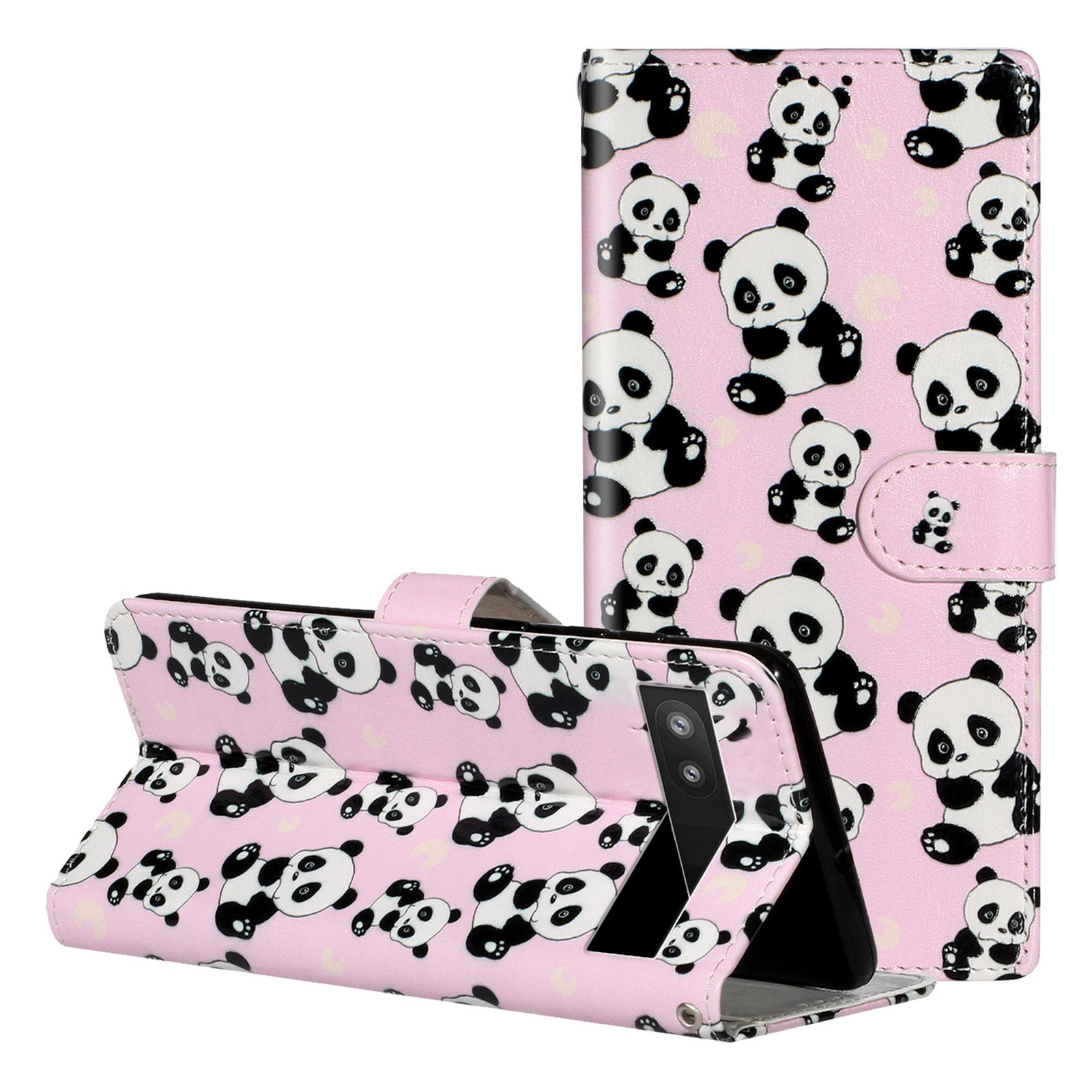 For Google Pixel 6a Pattern Printing PU Leather Phone Case Stand Flip Wallet Cover with Strap