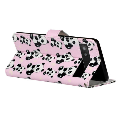 For Google Pixel 6a Pattern Printing PU Leather Phone Case Stand Flip Wallet Cover with Strap