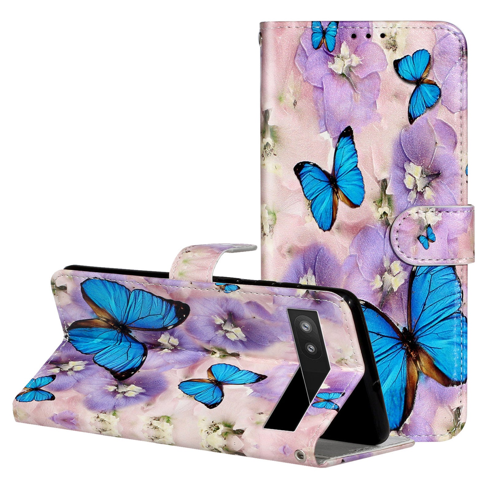 For Google Pixel 6a Pattern Printing PU Leather Phone Case Stand Flip Wallet Cover with Strap