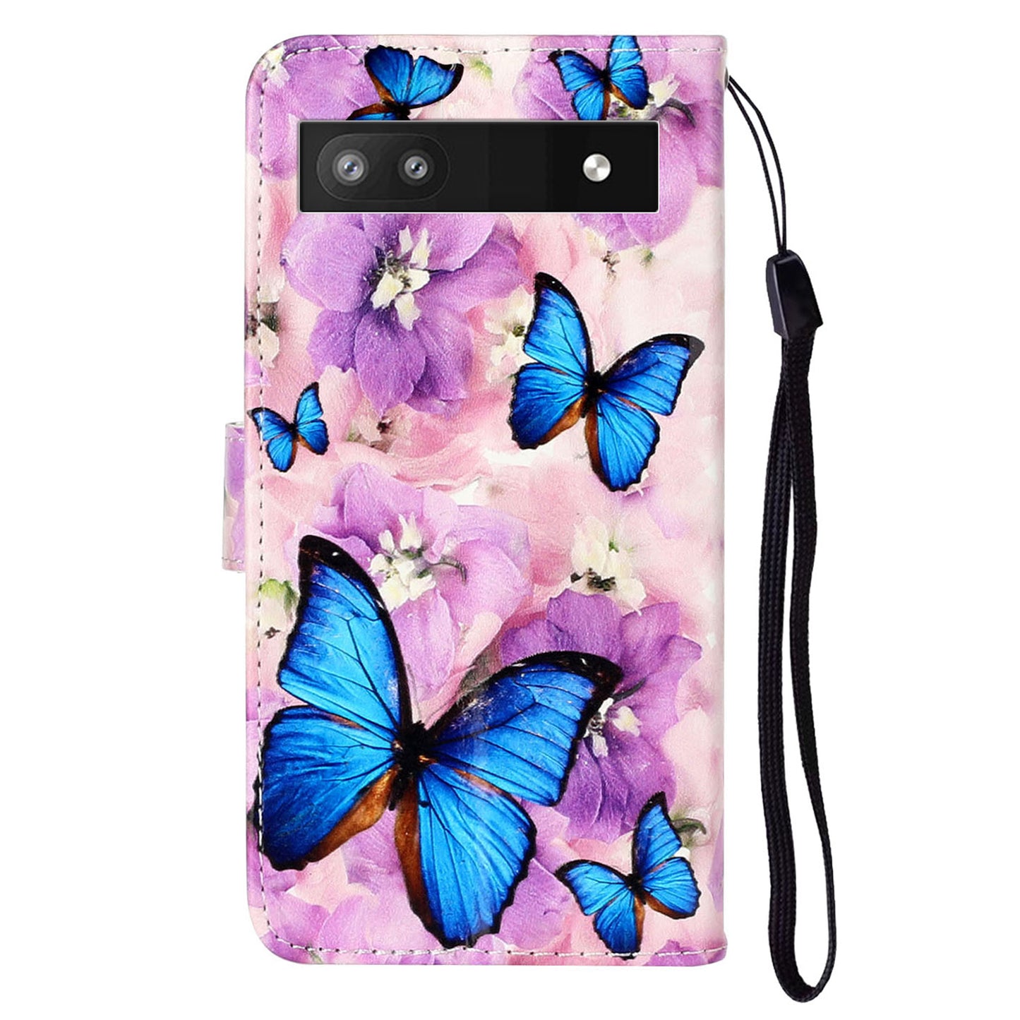 For Google Pixel 6a Pattern Printing PU Leather Phone Case Stand Flip Wallet Cover with Strap
