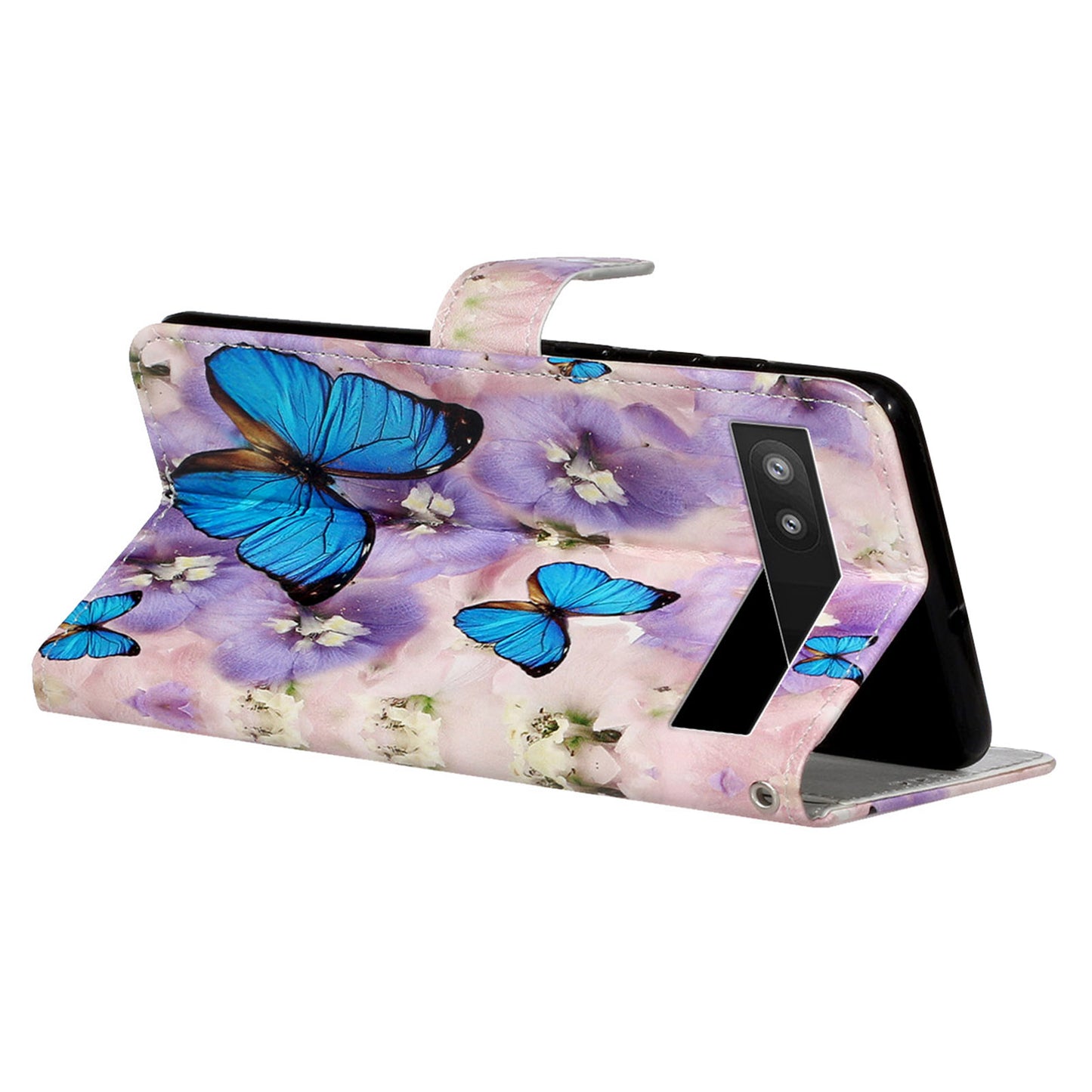 For Google Pixel 6a Pattern Printing PU Leather Phone Case Stand Flip Wallet Cover with Strap