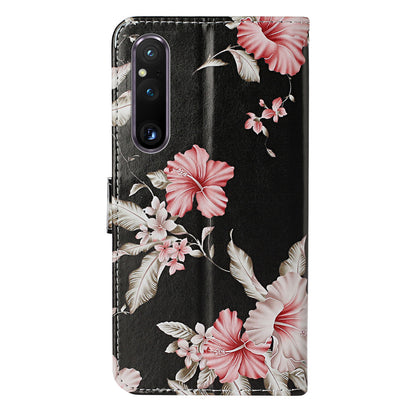 Pattern Printing Phone Case for Sony Xperia 1 V Anti-Fall Wallet Leather Cover with Stand