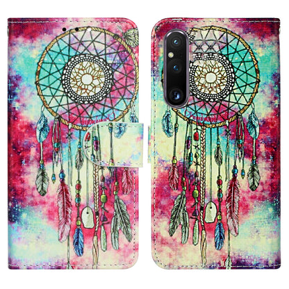 Pattern Printing Phone Case for Sony Xperia 1 V Anti-Fall Wallet Leather Cover with Stand