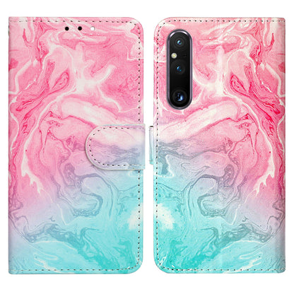 Pattern Printing Phone Case for Sony Xperia 1 V Anti-Fall Wallet Leather Cover with Stand