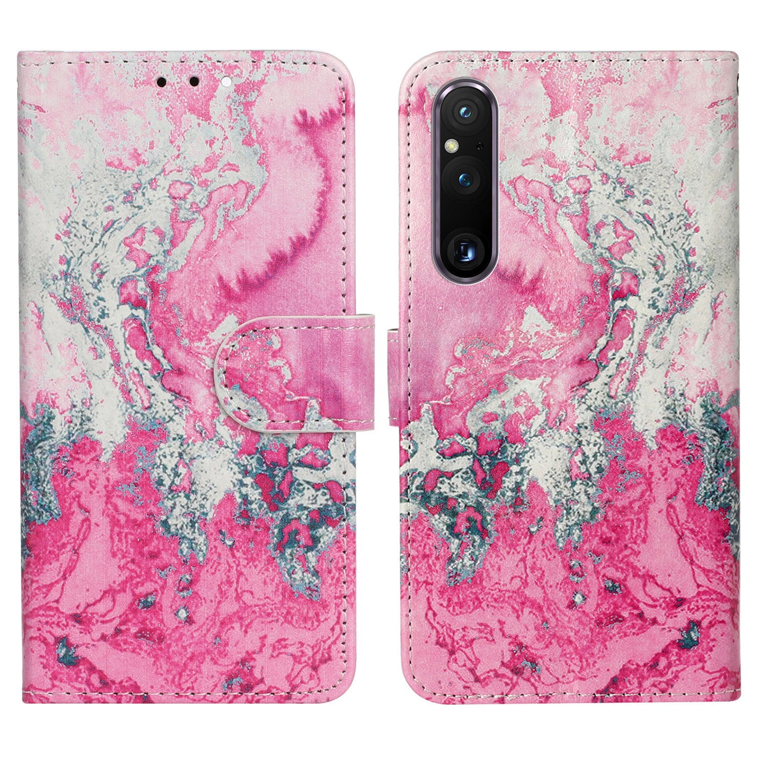 Pattern Printing Phone Case for Sony Xperia 1 V Anti-Fall Wallet Leather Cover with Stand