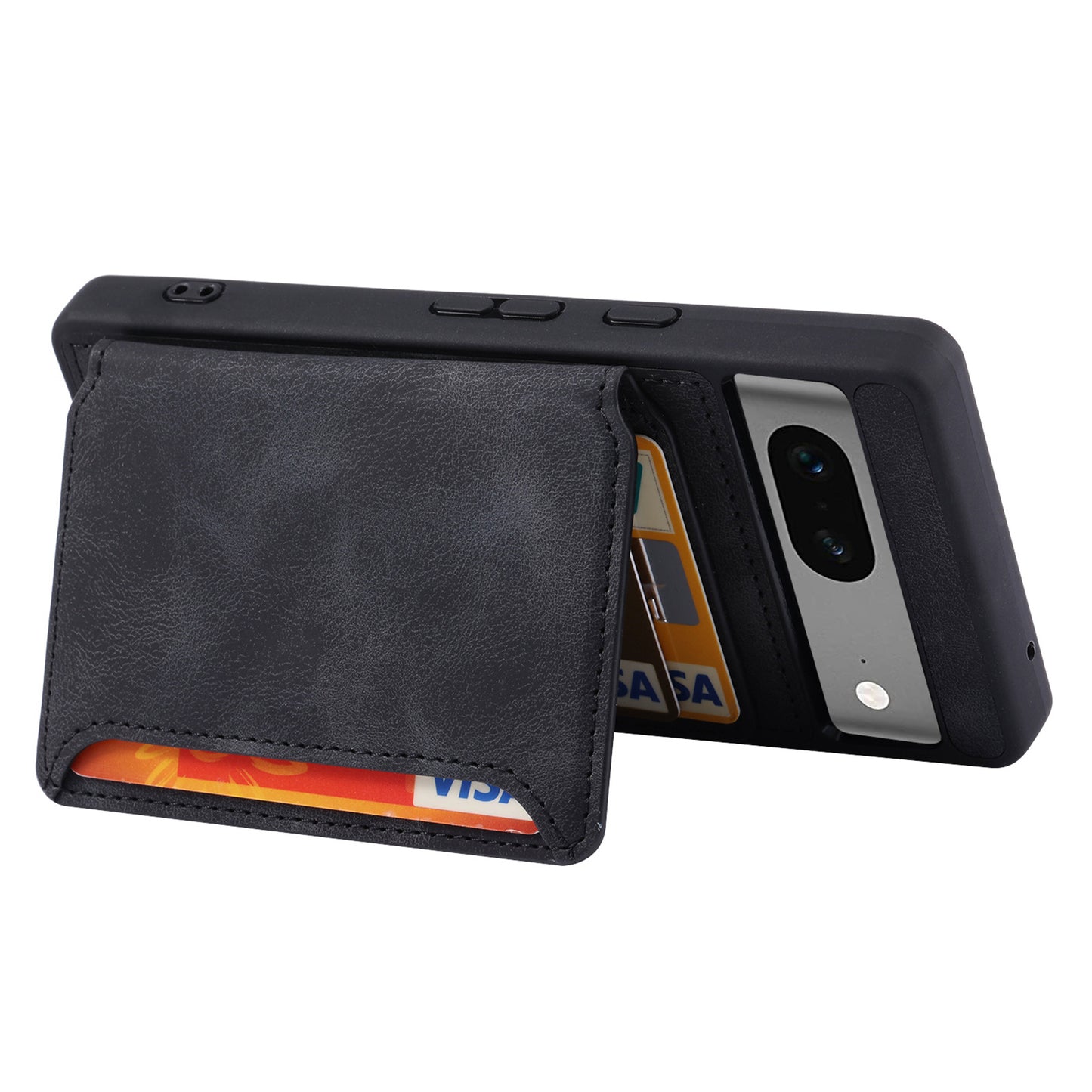 For Google Pixel 6a Leather Coated TPU Phone Case RFID Blocking Wallet Phone Kickstand Cover