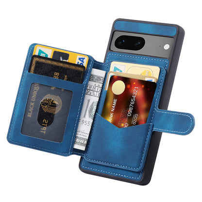 For Google Pixel 6a Leather Coated TPU Phone Case RFID Blocking Wallet Phone Kickstand Cover