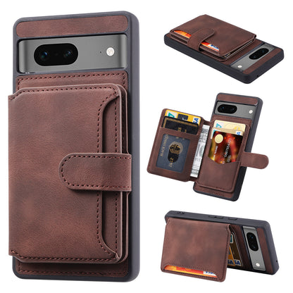 For Google Pixel 6a Leather Coated TPU Phone Case RFID Blocking Wallet Phone Kickstand Cover