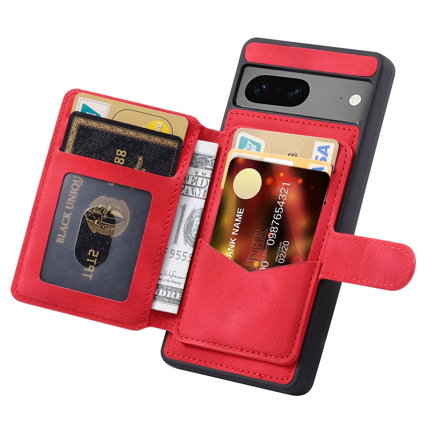 For Google Pixel 6a Leather Coated TPU Phone Case RFID Blocking Wallet Phone Kickstand Cover