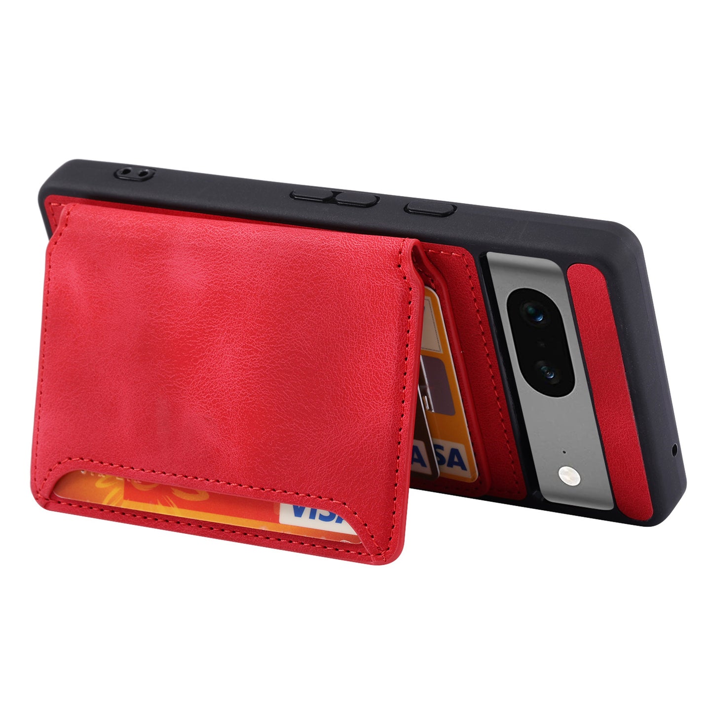 For Google Pixel 6a Leather Coated TPU Phone Case RFID Blocking Wallet Phone Kickstand Cover