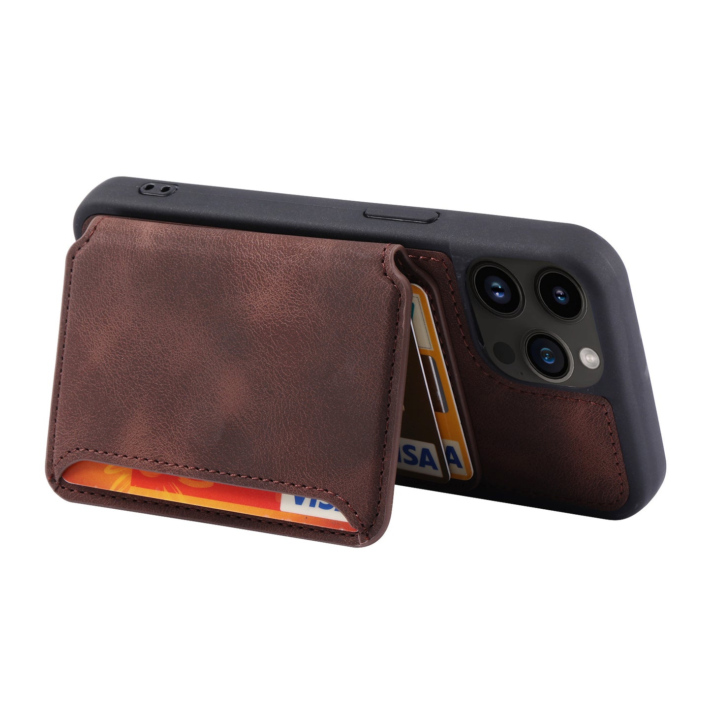 For iPhone 14 Pro Max Phone Wallet Case RFID Blocking Leather Coated TPU Kickstand Cover