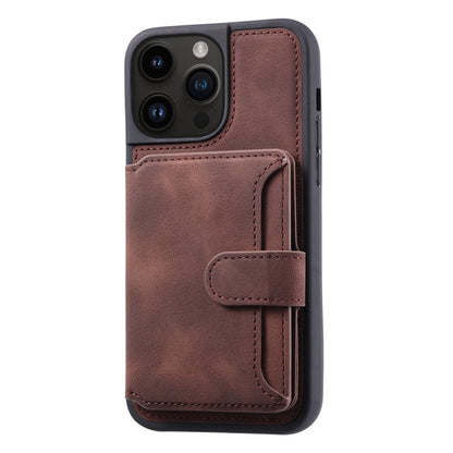 For iPhone 14 Pro Max Phone Wallet Case RFID Blocking Leather Coated TPU Kickstand Cover