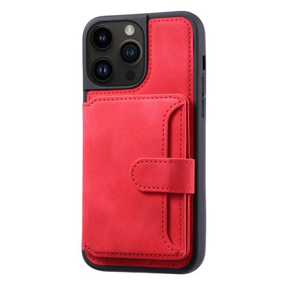 For iPhone 14 Pro Max Phone Wallet Case RFID Blocking Leather Coated TPU Kickstand Cover
