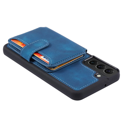 For Samsung Galaxy S22 5G RFID Blocking Phone Case Leather Coated TPU Kickstand Wallet Phone Cover