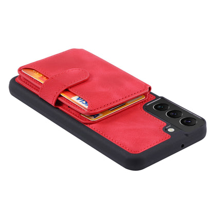 For Samsung Galaxy S22 5G RFID Blocking Phone Case Leather Coated TPU Kickstand Wallet Phone Cover