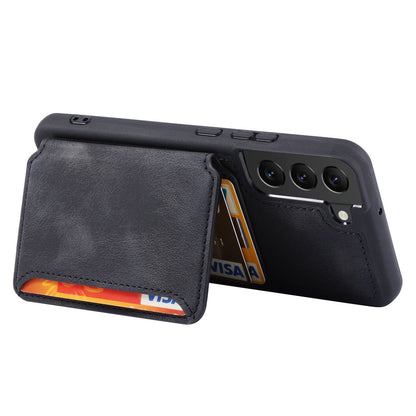 For Samsung Galaxy S22+ 5G Wallet RFID Blocking Phone Cover Kickstand Leather Coated TPU Case