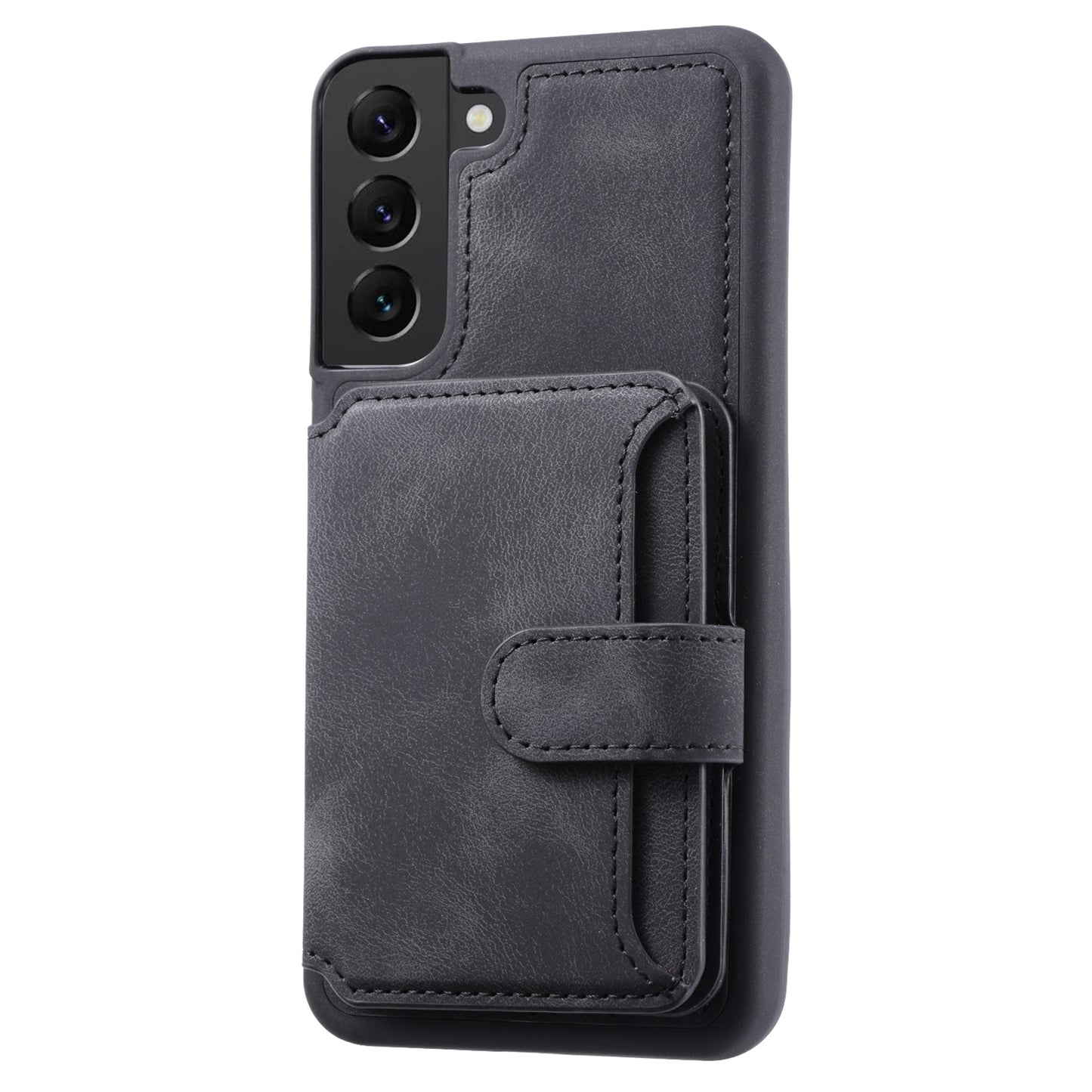 For Samsung Galaxy S22+ 5G Wallet RFID Blocking Phone Cover Kickstand Leather Coated TPU Case
