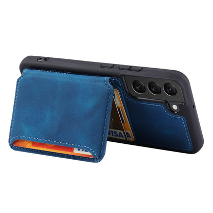 For Samsung Galaxy S22+ 5G Wallet RFID Blocking Phone Cover Kickstand Leather Coated TPU Case