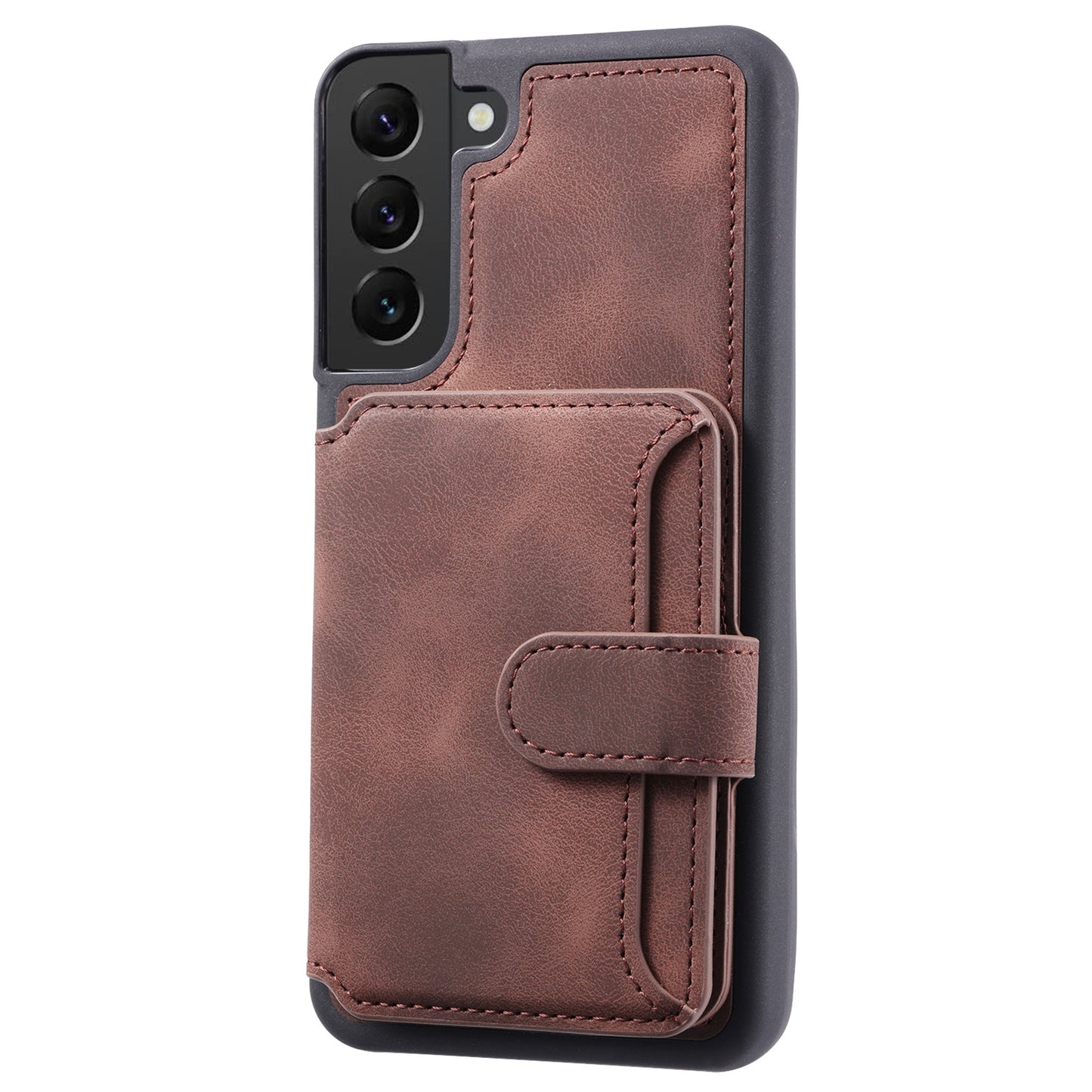 For Samsung Galaxy S22+ 5G Wallet RFID Blocking Phone Cover Kickstand Leather Coated TPU Case