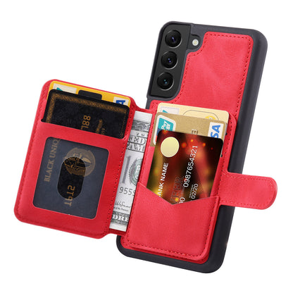 For Samsung Galaxy S22+ 5G Wallet RFID Blocking Phone Cover Kickstand Leather Coated TPU Case