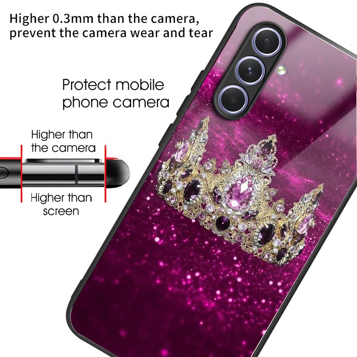 Tempered Glass TPU Case for Samsung Galaxy A54 5G Pattern Printing Shockproof Cover Anti-Drop Phone Case
