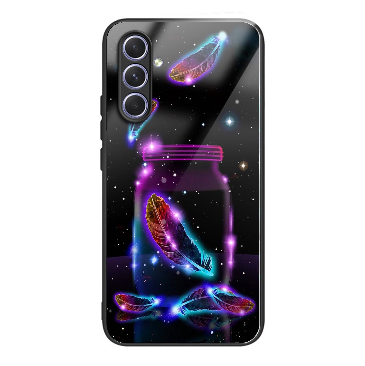 Tempered Glass TPU Case for Samsung Galaxy A54 5G Pattern Printing Shockproof Cover Anti-Drop Phone Case