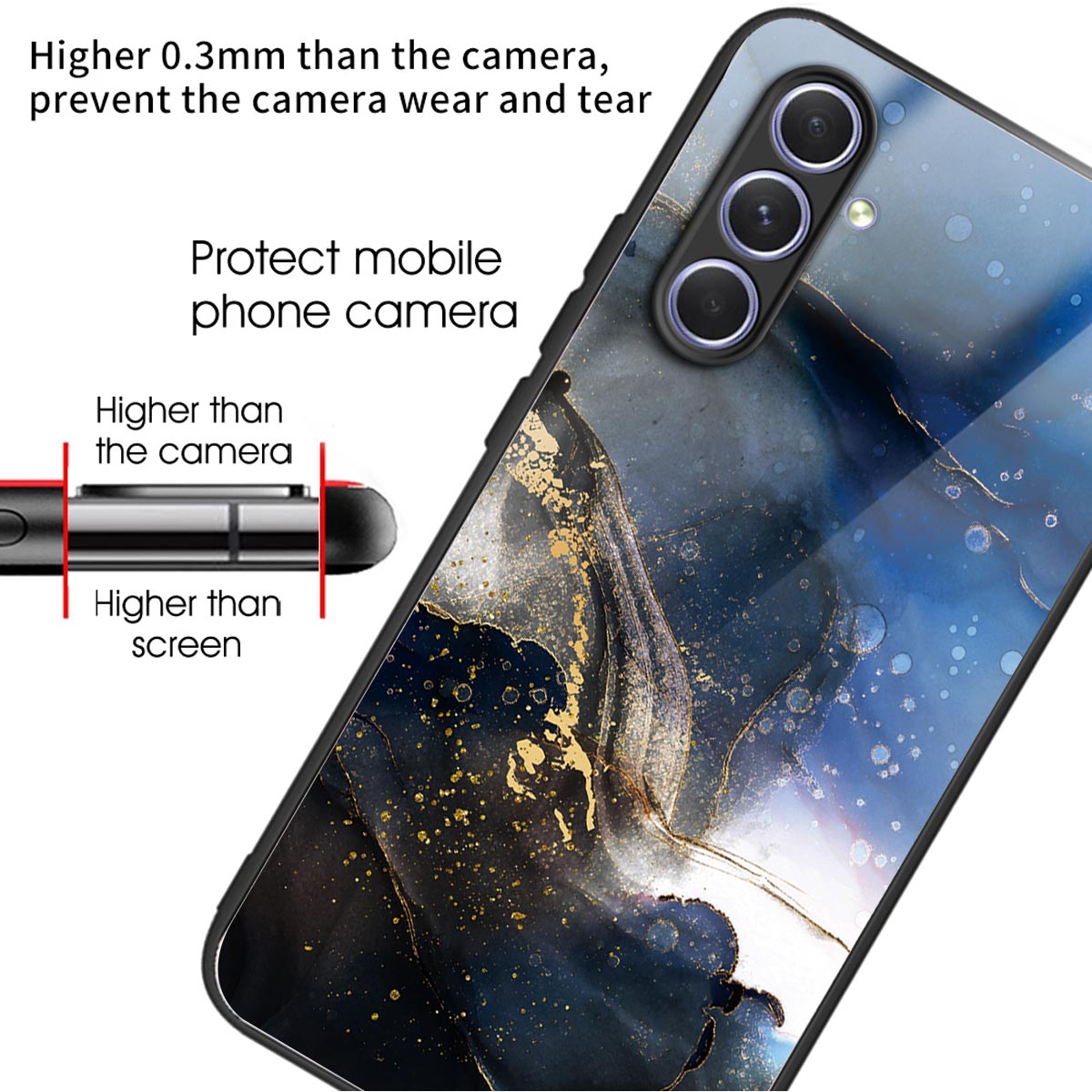 Tempered Glass TPU Case for Samsung Galaxy A54 5G Pattern Printing Shockproof Cover Anti-Drop Phone Case