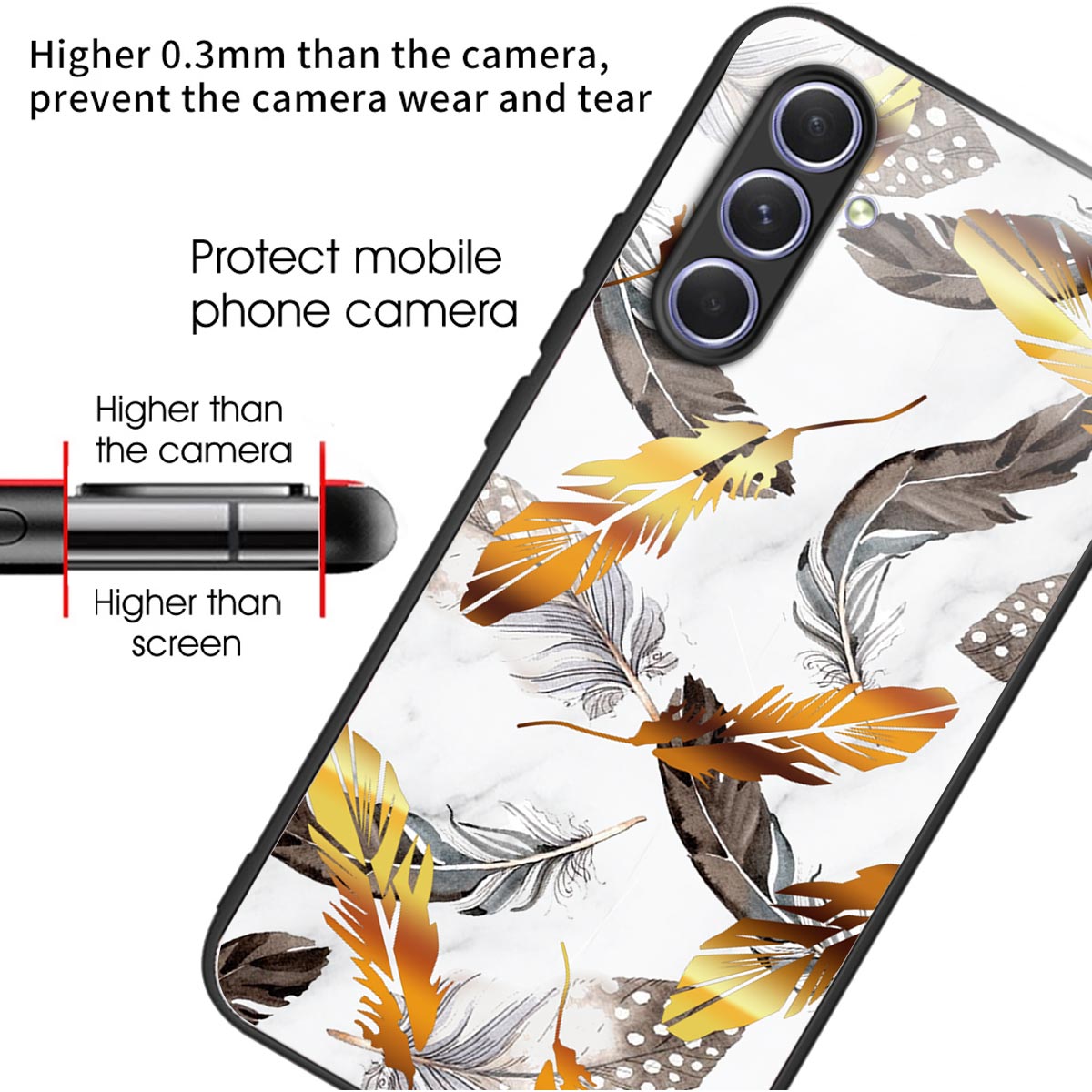 Tempered Glass TPU Case for Samsung Galaxy A54 5G Pattern Printing Shockproof Cover Anti-Drop Phone Case