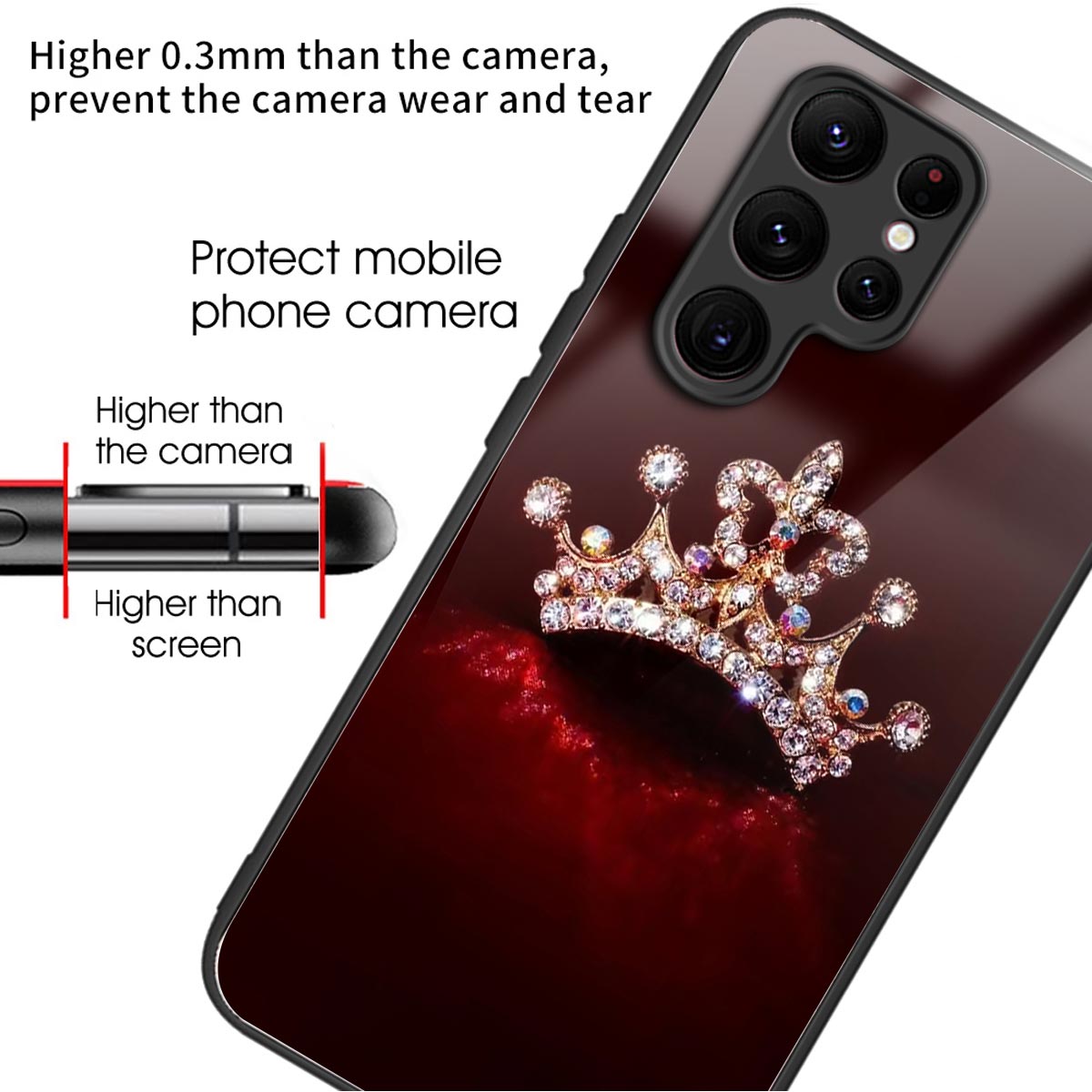 Anti-Scratch Phone Case for Samsung Galaxy S23 Ultra Tempered Glass TPU Case Pattern Printing Phone Cover