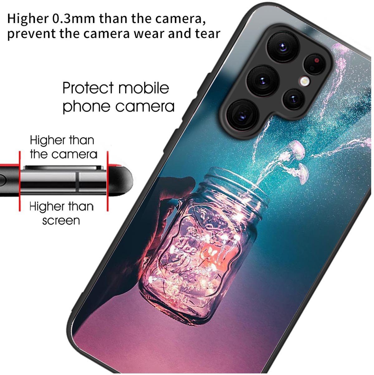 Anti-Scratch Phone Case for Samsung Galaxy S23 Ultra Tempered Glass TPU Case Pattern Printing Phone Cover