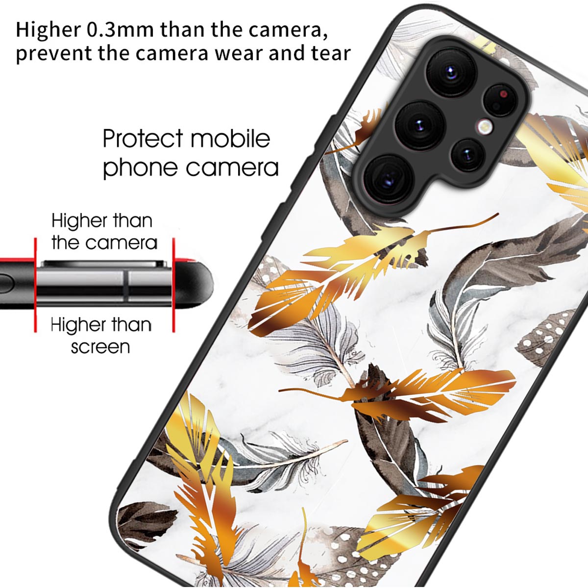 Anti-Scratch Phone Case for Samsung Galaxy S23 Ultra Tempered Glass TPU Case Pattern Printing Phone Cover