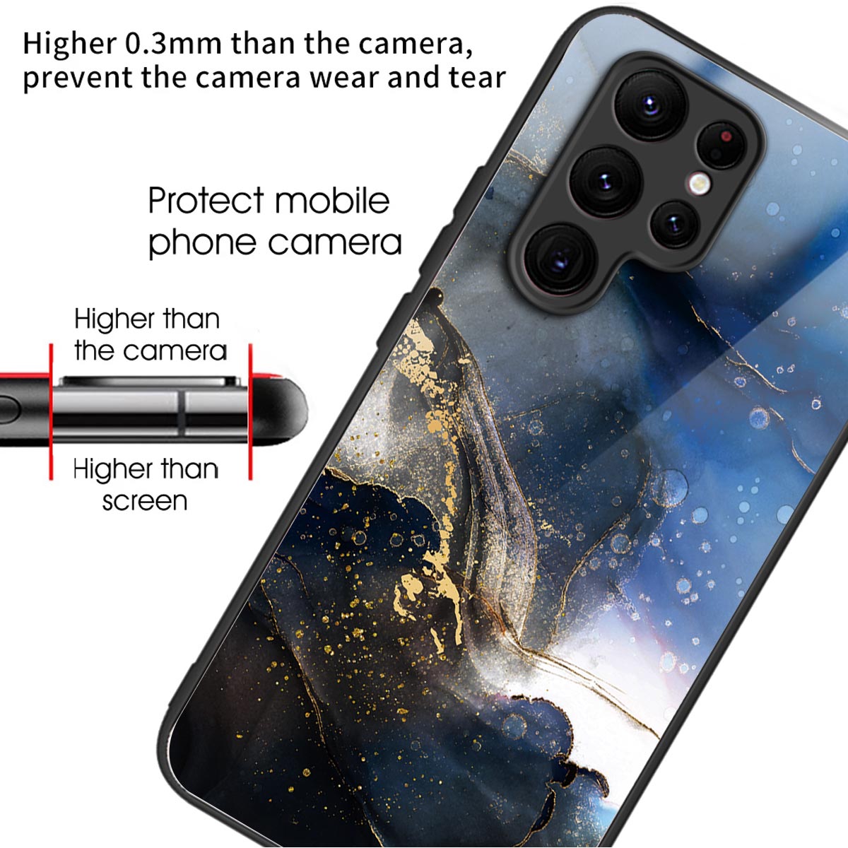 Anti-Scratch Phone Case for Samsung Galaxy S23 Ultra Tempered Glass TPU Case Pattern Printing Phone Cover