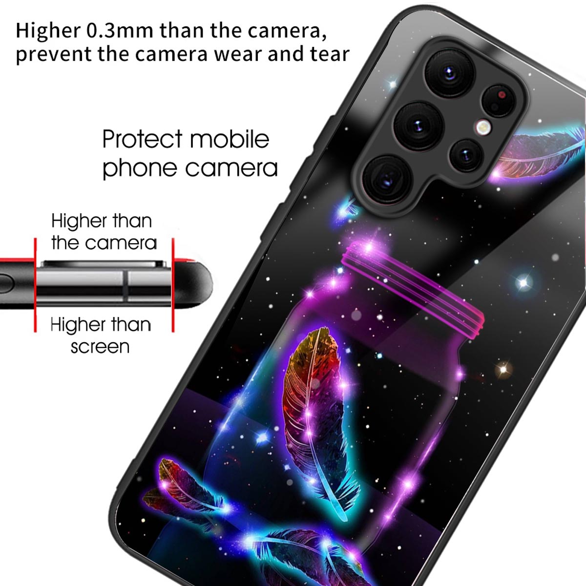 Anti-Scratch Phone Case for Samsung Galaxy S23 Ultra Tempered Glass TPU Case Pattern Printing Phone Cover
