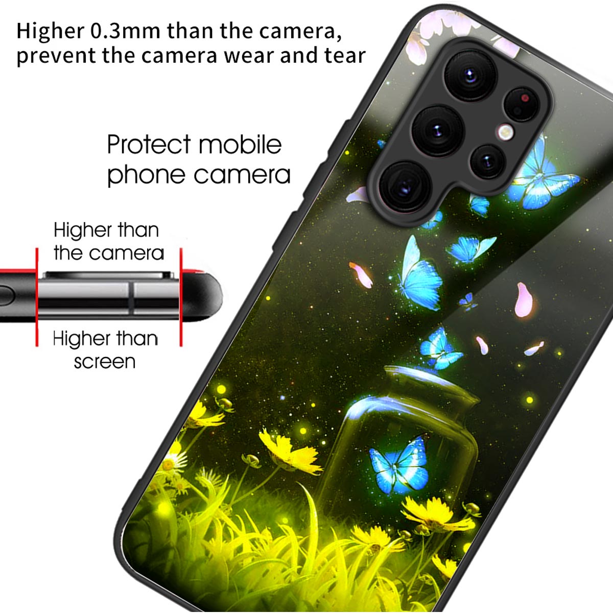 Anti-Scratch Phone Case for Samsung Galaxy S23 Ultra Tempered Glass TPU Case Pattern Printing Phone Cover