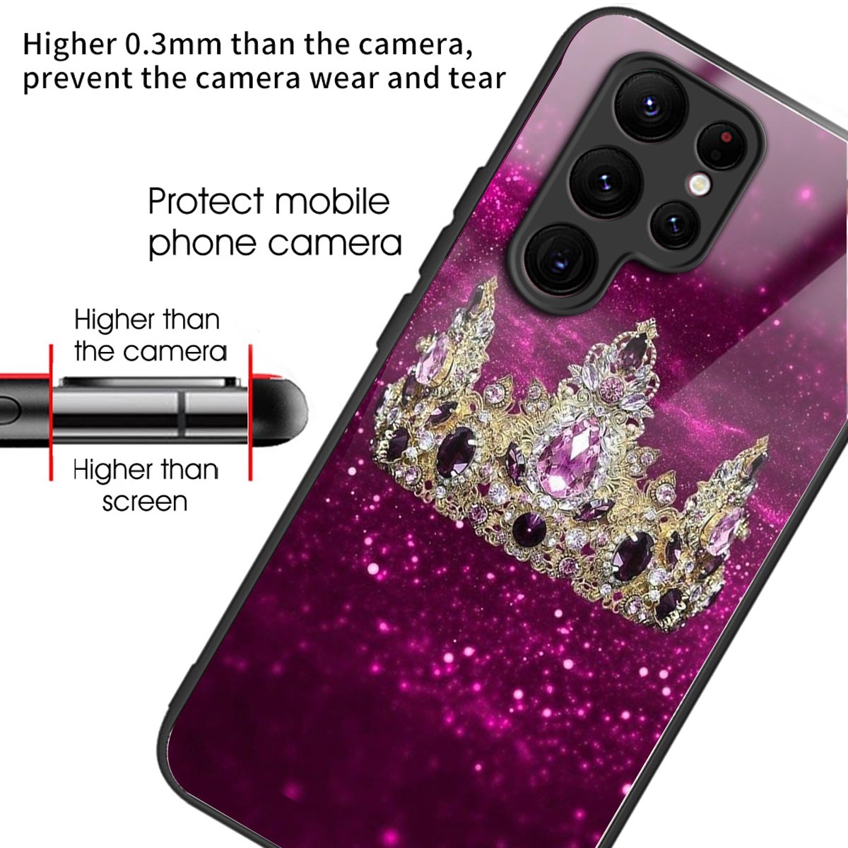 Anti-Scratch Phone Case for Samsung Galaxy S23 Ultra Tempered Glass TPU Case Pattern Printing Phone Cover