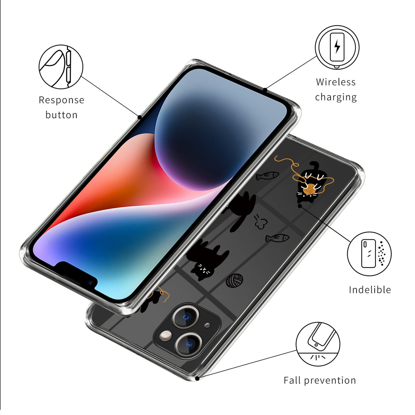 Pattern Printing Phone Case for iPhone 14 , Anti-drop TPU Mobile Phone Cover
